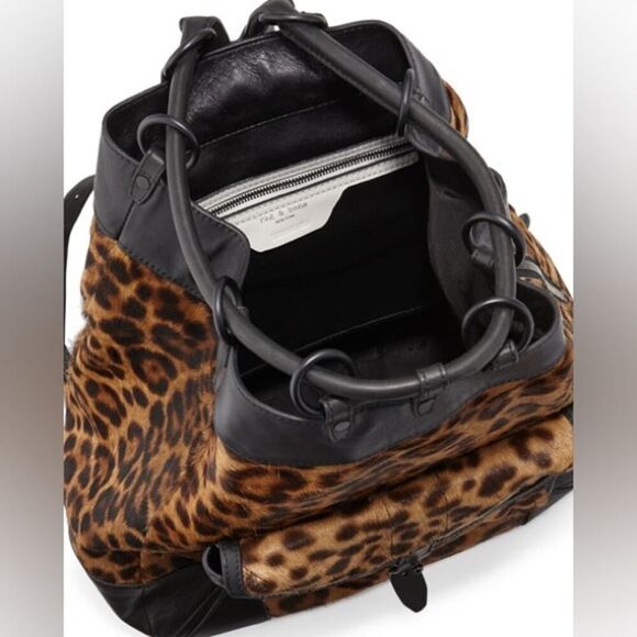 Rag & Bone Grayson Leopard-Print Calf Hair Black Backpack ONE SIZE NWOT - Picture 3 of 16
